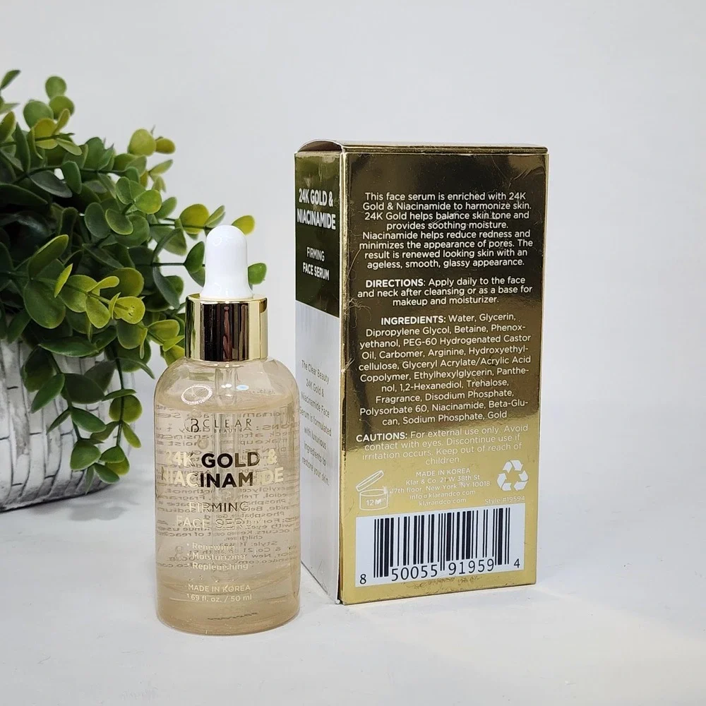 Clear Beauty 24k Gold & Niacinamide Firming Face Serum Renewing & Moisturizing